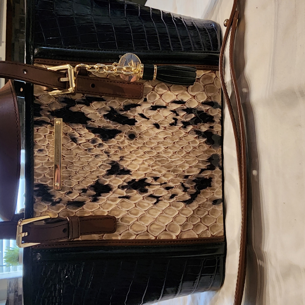 Brahmin Blue and Cream Satchel